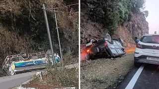 सिरमौर में दो अलग-अलग सड़क हादसे…पेट्रोल से भरा टैंकर हाईवे किनारे पलटा… सिरमौर में दो अलग-अलग सड़क हादसे…पेट्रोल से भरा टैंकर हाईवे किनारे पलटा…